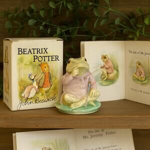 1950 Beatrix Potter Mr. Jeremy Fisher Figurine John Beswick Royal Doulton Box